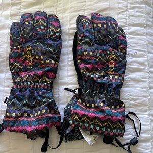 Burton womens snow gloves tribal print